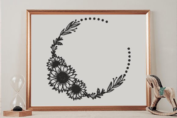 Sunflower Wreath Monogram Frame for Apparel