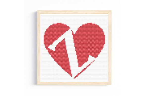 Z Monogram in Heart Cross Stitch Pattern